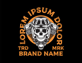 Skull motorcycle t shirt design 