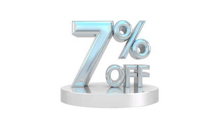7% Off Sale Shiny Metallic 3D Render of Discount