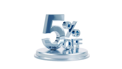 5% Off Sale Metallic 3D Render of Discount Offer
