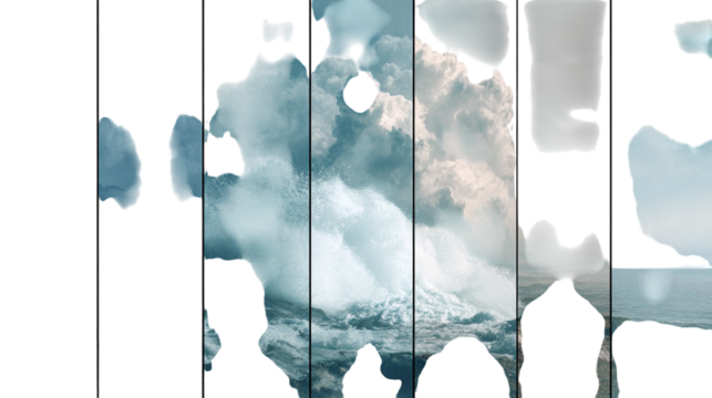 Creative split screen transition video effect isolated on transparent background 