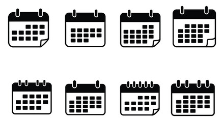eight simple calendars arranged neatly in two rows
