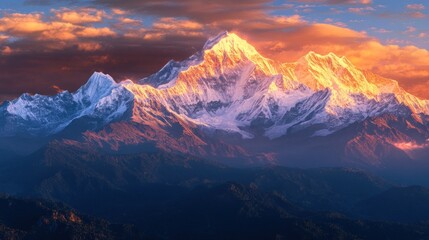 Majestic mountain peak at sunrise
