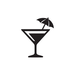 Glass of cocktail and martini with ice in a glass