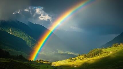 Majestic rainbow over mountain valley (1)