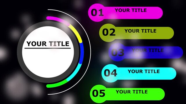 your title concept in an Infographic with icons on black background