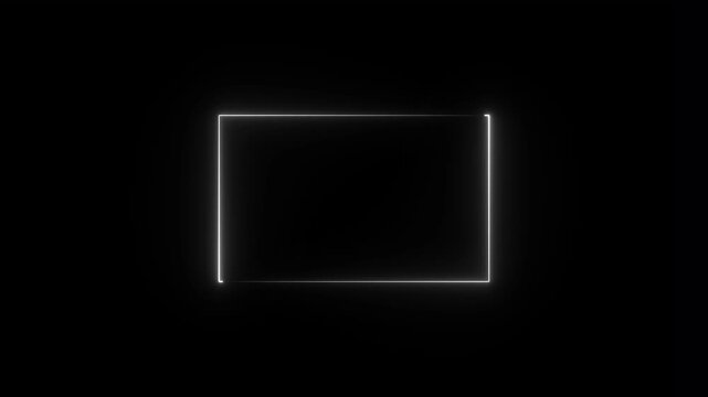 Glowing Neon light frame rectangle loading icon background in 4k video