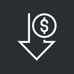 Financial Decrease Icon Vector Illustration for Business, Economy, and Investment Concepts in White