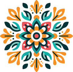 Mexican art flower logo icon vector white background .