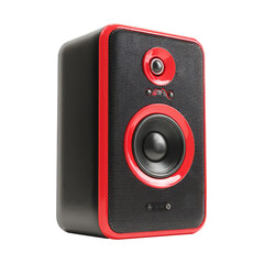 High-quality audio speaker showcasing vibrant red and black design for enhancing sound experiences in various settings