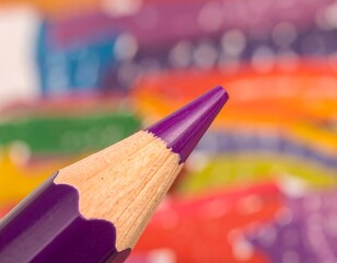 Close-up of a vibrant purple colored pencil tip