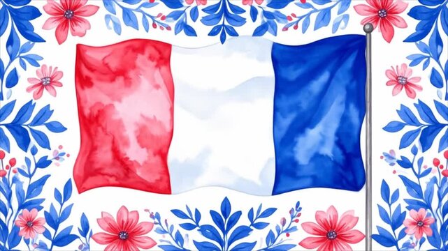 French flag watercolor design