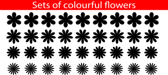 vector illustration of a set of flower icons