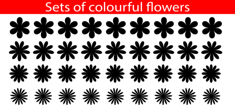 vector illustration of a set of flower icons - Powered by Adobe