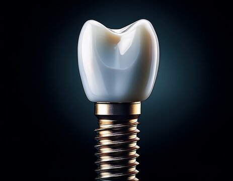 dental implant a detailed view of a single pristine dental implant showcasing the innovative fusion of bio compatible materials for a confident natural smile