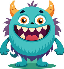 Collection of friendly monsters with funny expressions isolated on white background
