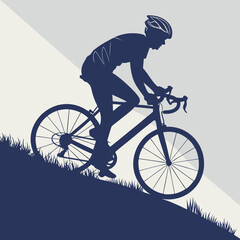 Naklejka premium Dynamic silhouette of a cyclist in motion representing speed and athletic achievement