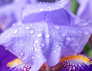 Close-up of a vibrant purple iris with water droplets (1)