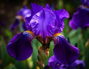 Close-up of a vibrant purple iris