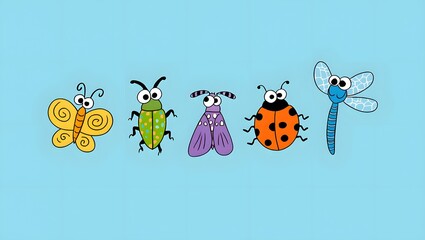 Colorful Watercolor Strange Bugs – Bright Hand-Painted Insects with Unique Patterns and Designs