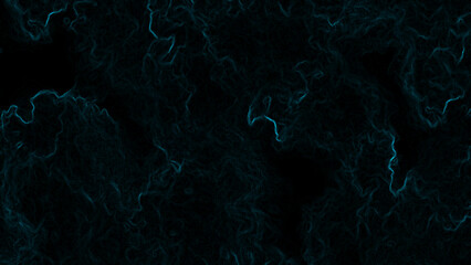 Dark abstract digital background featuring faint glowing cyan-blue fractal lines and wisps organic, smoky. Mysterious, futuristic, and atmospheric visual effect