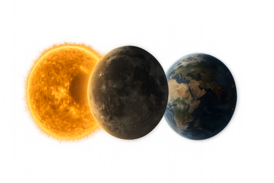 Solar Eclipse Alignment, Minimalist Astronomical Illustration