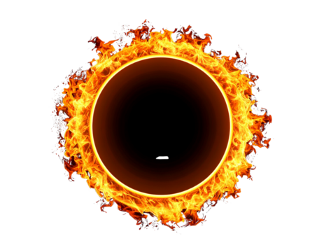  Flaming Fire Ring, Front View, isolated on transparent background png