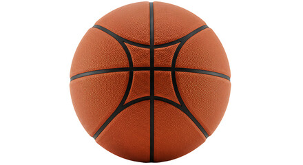 Obraz premium Close up of a textured orange basketball with black lines on a solid black background