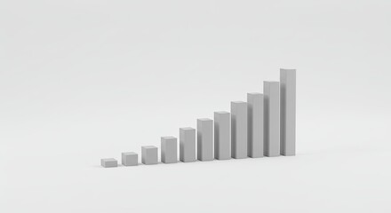Rising Gray Bar Graph on White Background Growth Concept