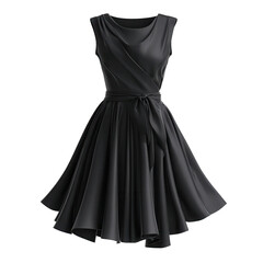 Elegant Black Dress with Flowing Skirt and Timeless Design