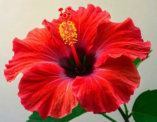 Close-up of a vibrant red hibiscus flower