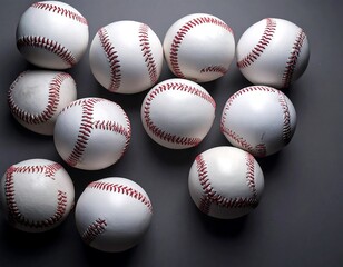 Baseball balls clustered, top-down view