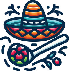 Mexican Embroidered logo icon vector white background .
