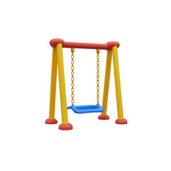 Colorful swing set designed for a playful environment. Transparent background.