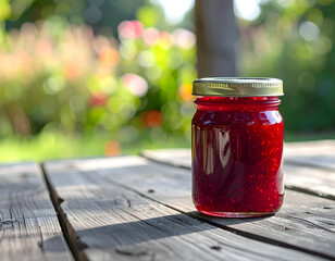 Jar of Homemade Jam, Summer Garden Photo