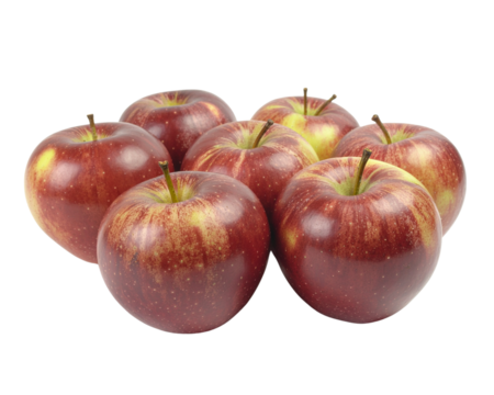 Group of fresh red apples with yellow and green spots, a sweet-tart crisp textured va