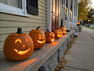 Fototapeta premium Festive Pumpkin Line Night Display