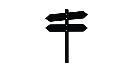 directional signs post with arrows pointing various ways silhouette