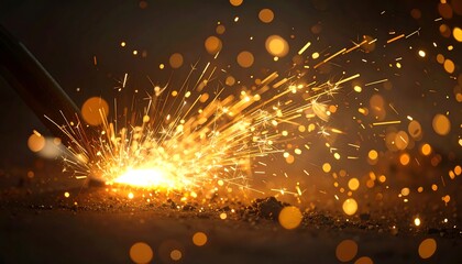 Sparks flying from welding rod