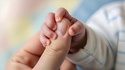 Newborn Baby Hand Holding Adult Finger: Symbol of Love and Care