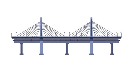 a bridge with cables and pillars silhouette
