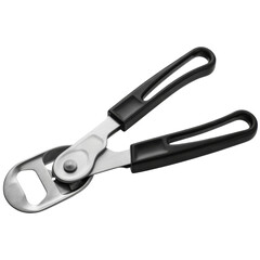 Obraz premium Can Opener Tool Stainless Steel with Black Handles on Transparent Background
