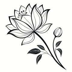 Minimalist black and white lotus flower silhouette design