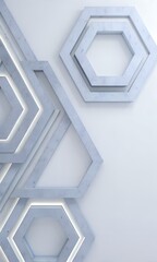 Obraz premium modern illuminated hexagon frames in subtle gray tones 