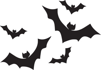 Halloween Bats Silhouettes: A dramatic presentation of flying silhouettes, ideal for illustrating holiday themes or evoking feelings of mystery and thrill.
