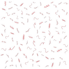 Seamless Pattern of Red Hand-Drawn Squiggles and Wavy Lines on a White Background