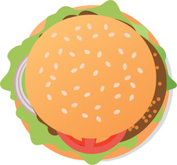 top view of cheeseburger isolated eps vector 