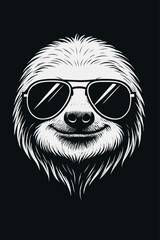 Vector illustration of a sloth wearing sunglasses