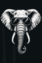 Vector illustration of an elephant wearing sunglasses