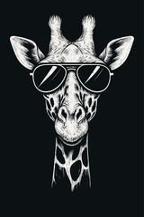 Vector illustration of a giraffe wearing sunglasses