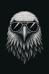 Vector illustration of an eagle wearing sunglasses
